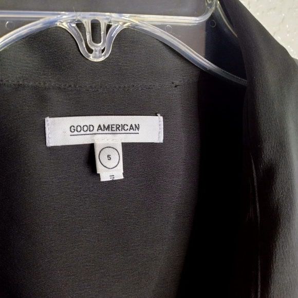 GOOD AMERICAN Tie Front Mini After Party Dress Black Satin sz 5/ 2Xl - Picture 8 of 10